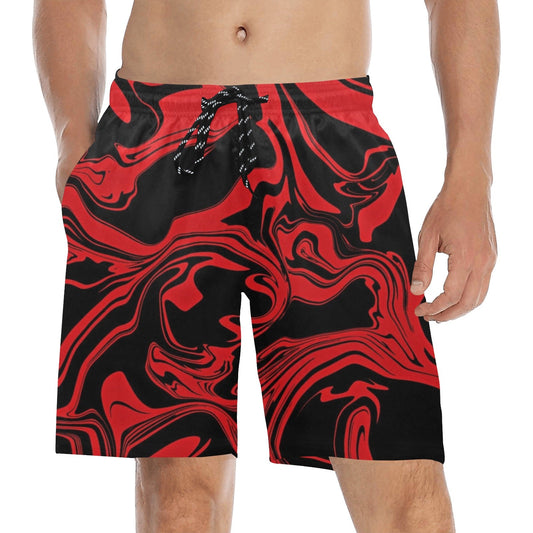 Red and Black Slime Oil Spill Swim Shorts
